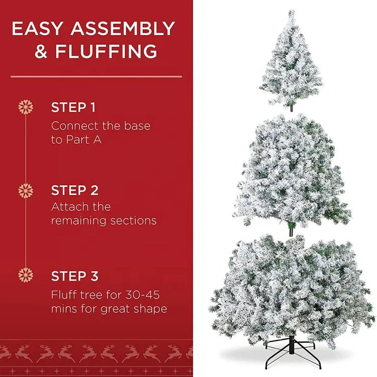 White Flocked PVC Christmas Tree Realistic Snow Effect Artificial Pine