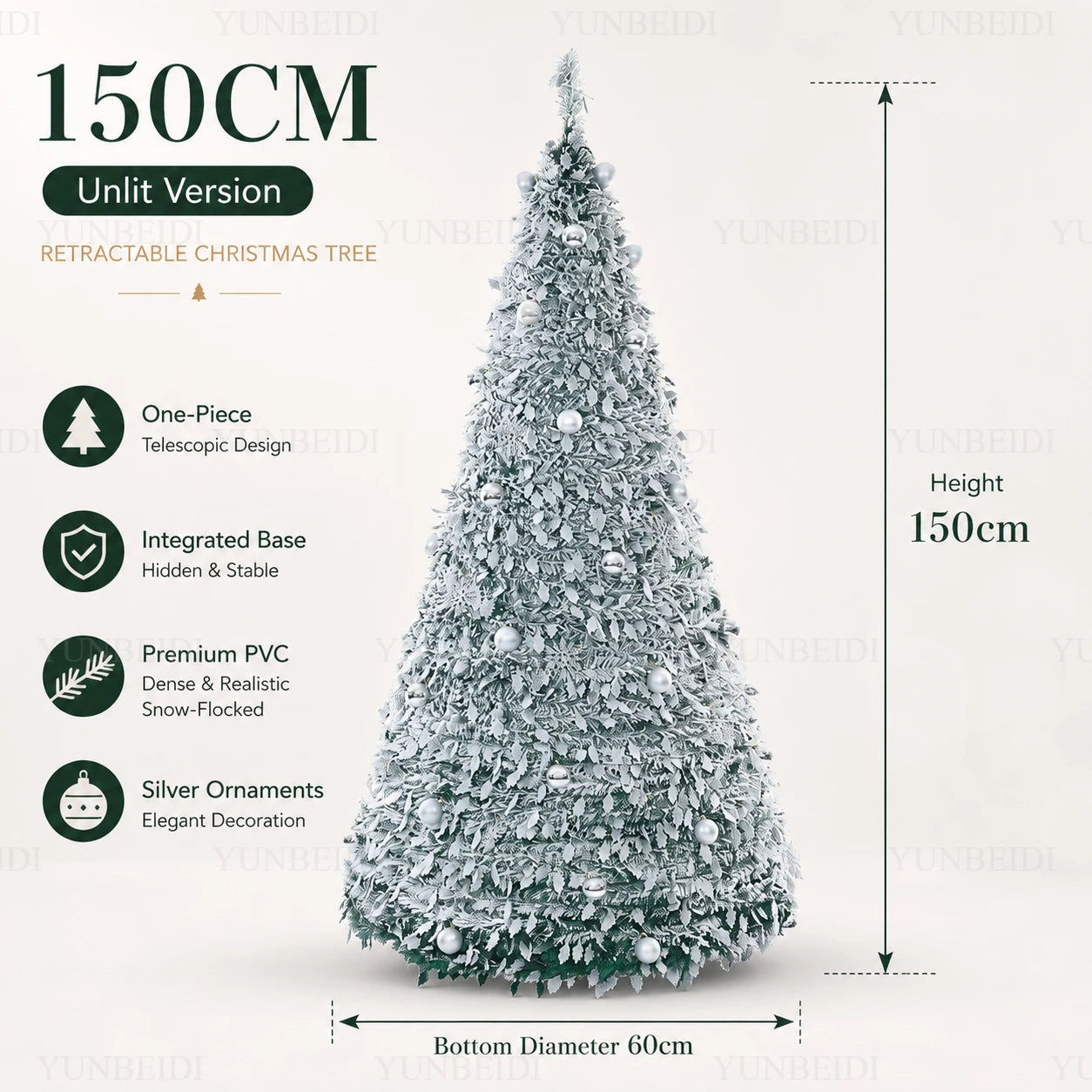Integrated Foldable Christmas Tree with Ornaments LED 150cm/180cm