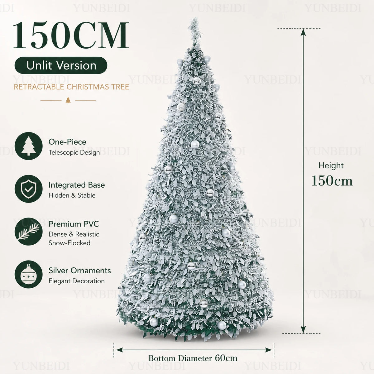 Integrated Foldable Christmas Tree with Ornaments LED 150cm/180cm
