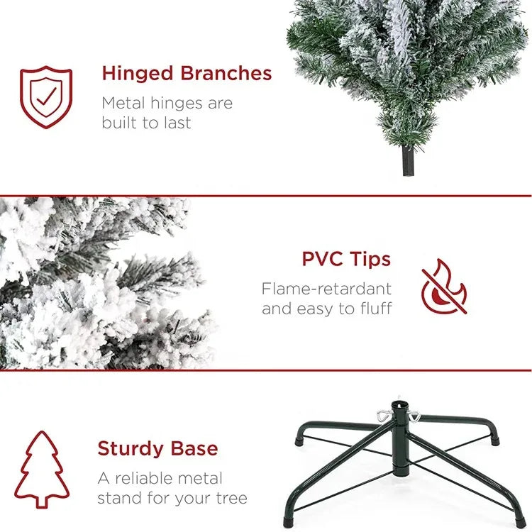 White Flocked PVC Christmas Tree Realistic Snow Effect Artificial Pine