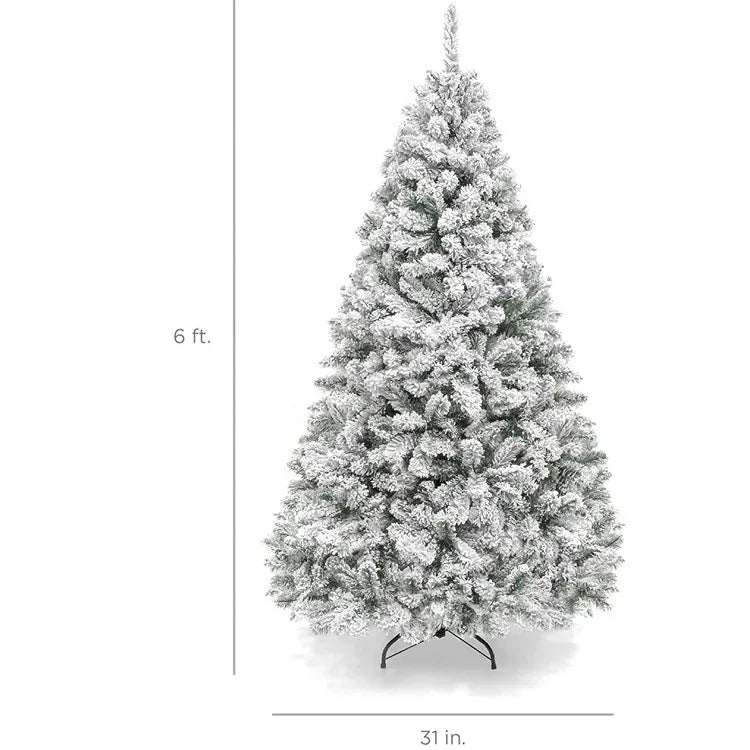White Flocked PVC Christmas Tree Realistic Snow Effect Artificial Pine