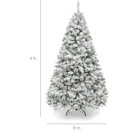 White Flocked PVC Christmas Tree Realistic Snow Effect Artificial Pine