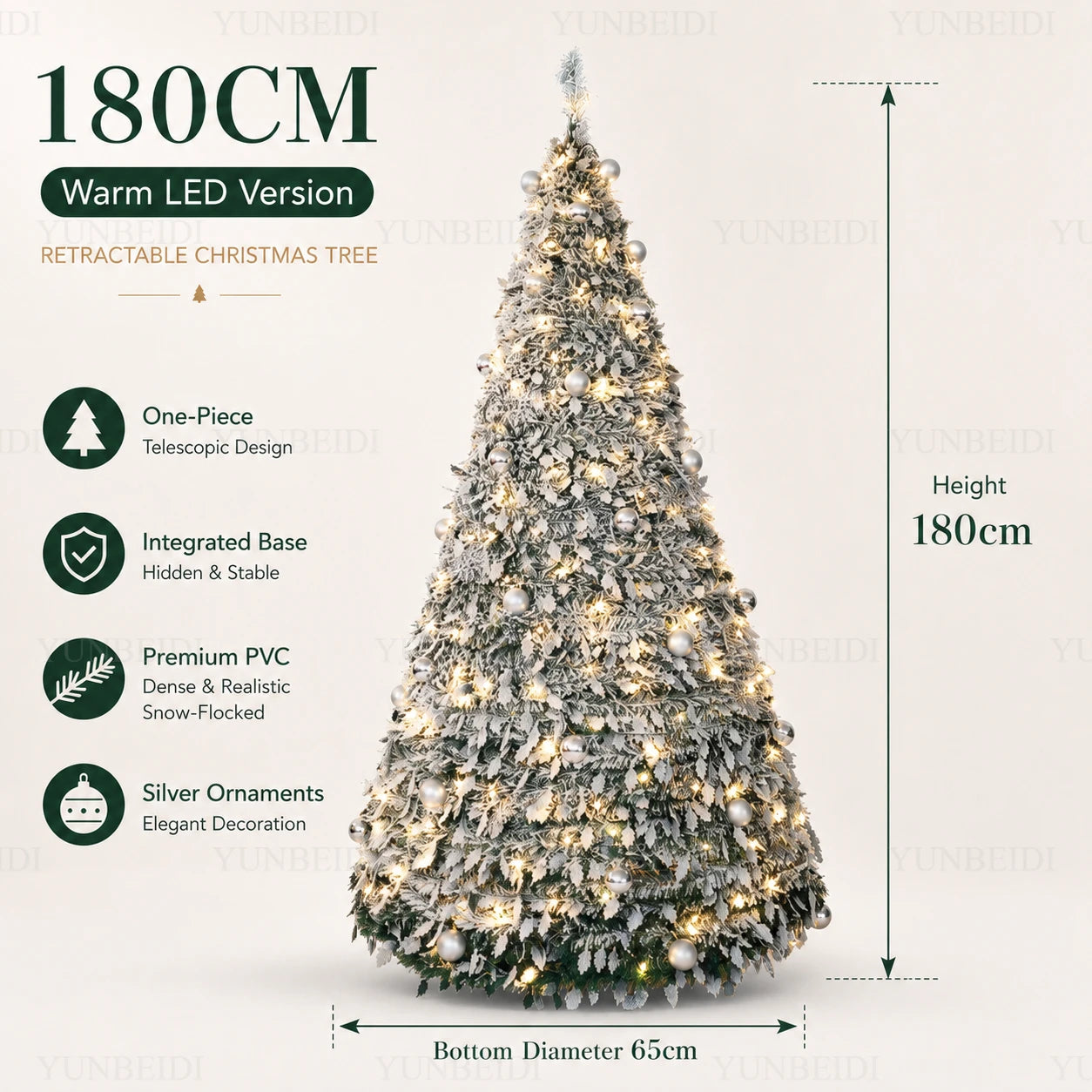 Integrated Foldable Christmas Tree with Ornaments LED 150cm/180cm