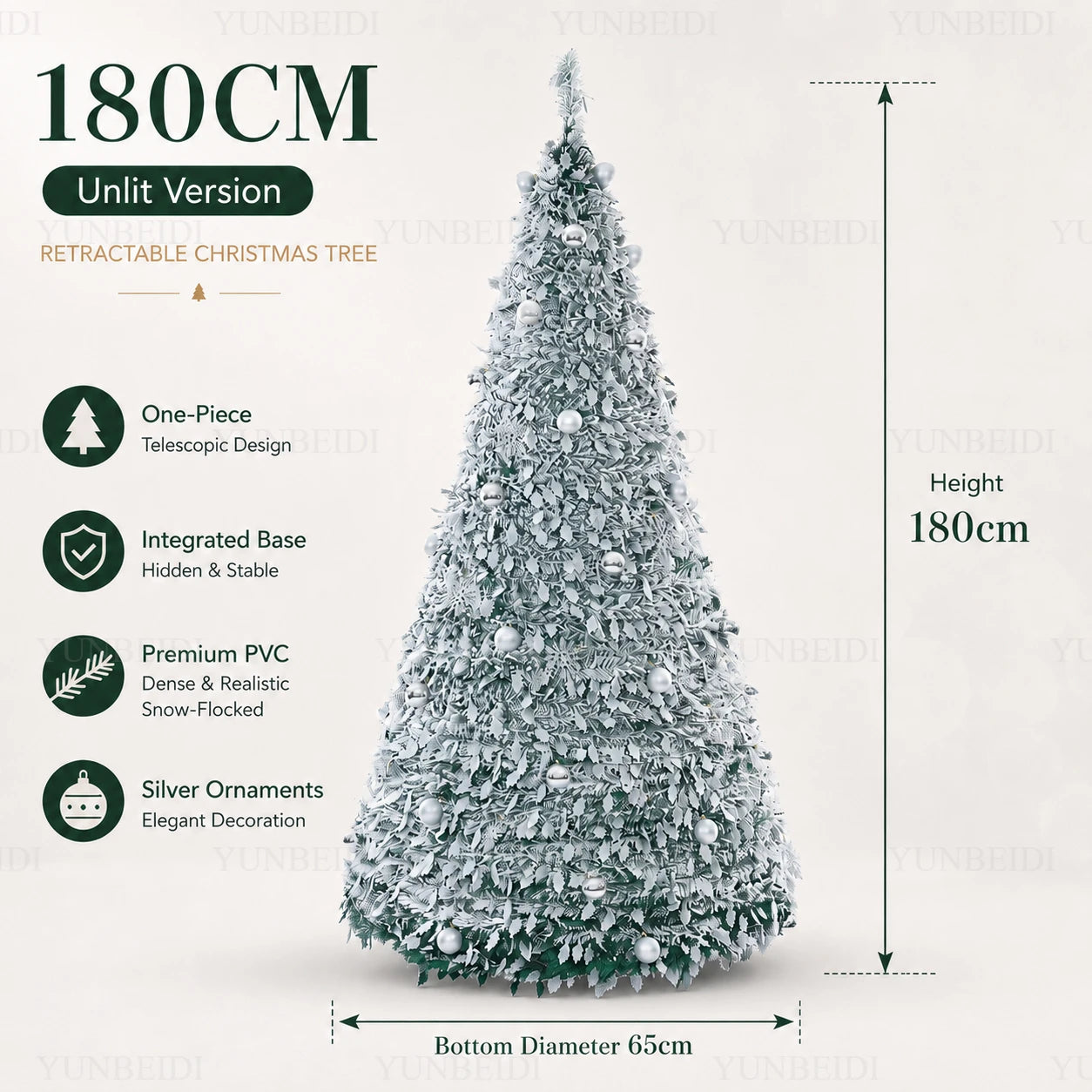 Integrated Foldable Christmas Tree with Ornaments LED 150cm/180cm